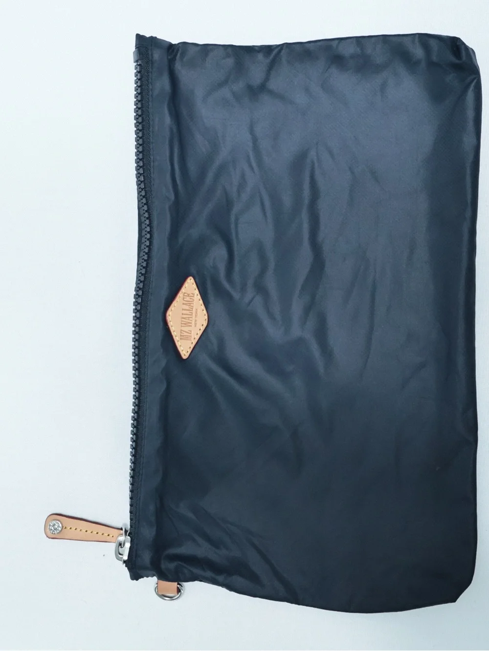 MZ Wallace Navy Blue Nylon Cosmetic Pouch with Tan Leather Accent